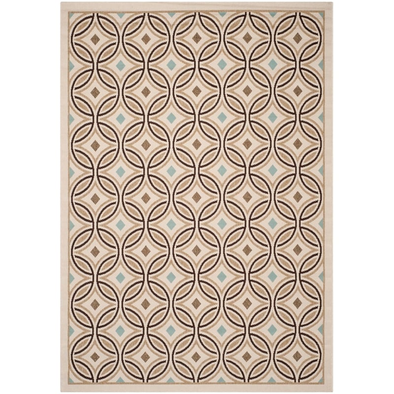 Pemberly Row Polypropylene Cream Indoor Outdoor Rug - 6'7
