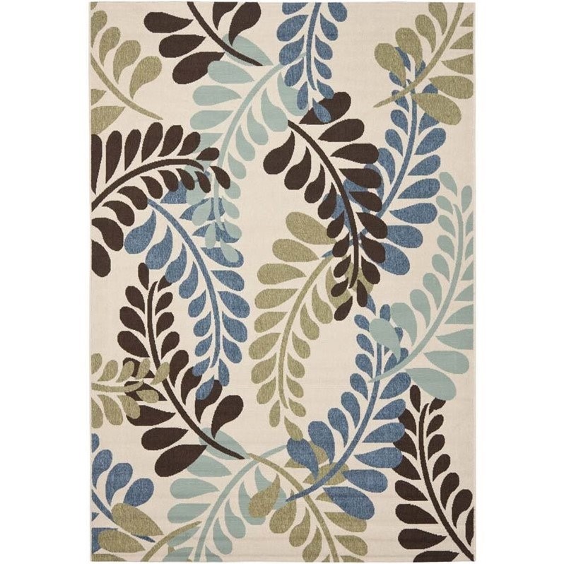 Pemberly Row Polypropylene Cream Indoor Outdoor Rug - 6'7