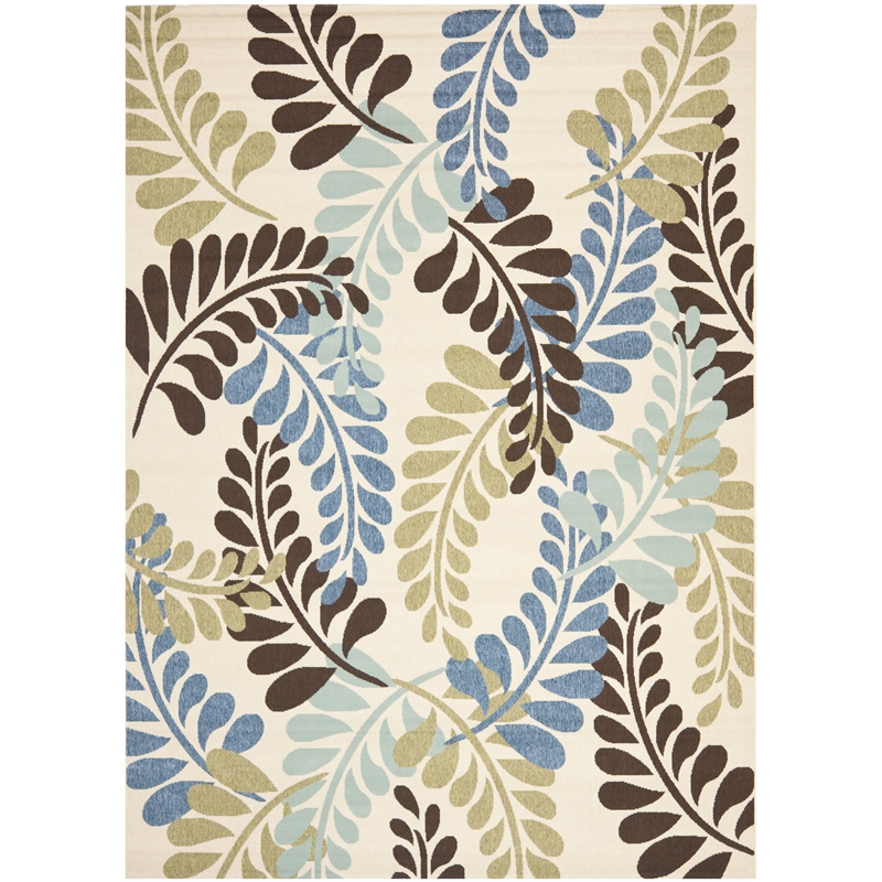 Pemberly Row Polypropylene Cream Indoor Outdoor Rug - 8' x 11'2