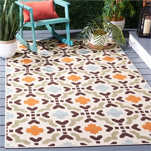 Pemberly Row Polypropylene Cream Indoor Outdoor Rug - 2'7&quot x 5'