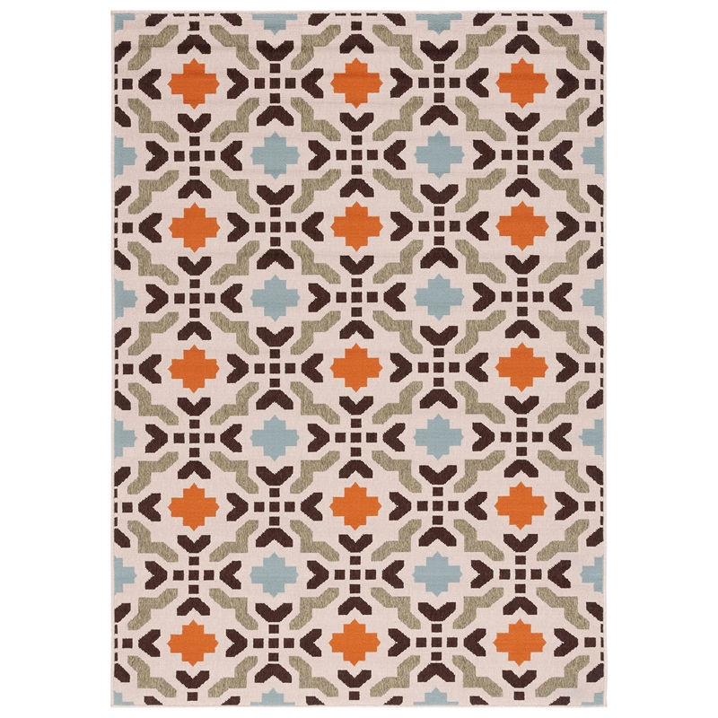 Pemberly Row Polypropylene Cream Indoor Outdoor Rug - 2'7