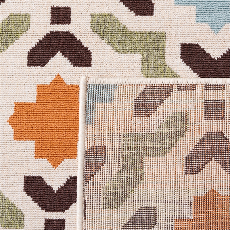 Pemberly Row Polypropylene Cream Indoor Outdoor Rug - Runner 2'3