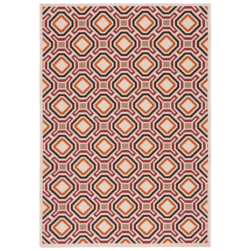 Pemberly Row Polypropylene Creme Indoor Outdoor Rug - 2'7