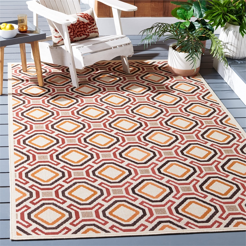 Pemberly Row Polypropylene Creme Indoor Outdoor Rug - 6'7