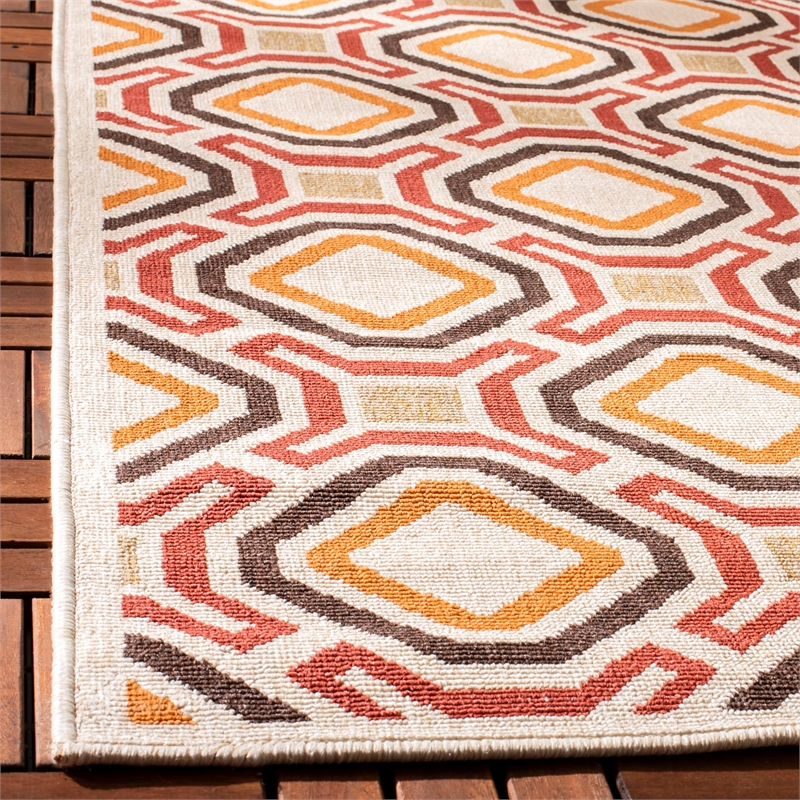 Pemberly Row Polypropylene Creme Indoor Outdoor Rug - 8' x 11'2