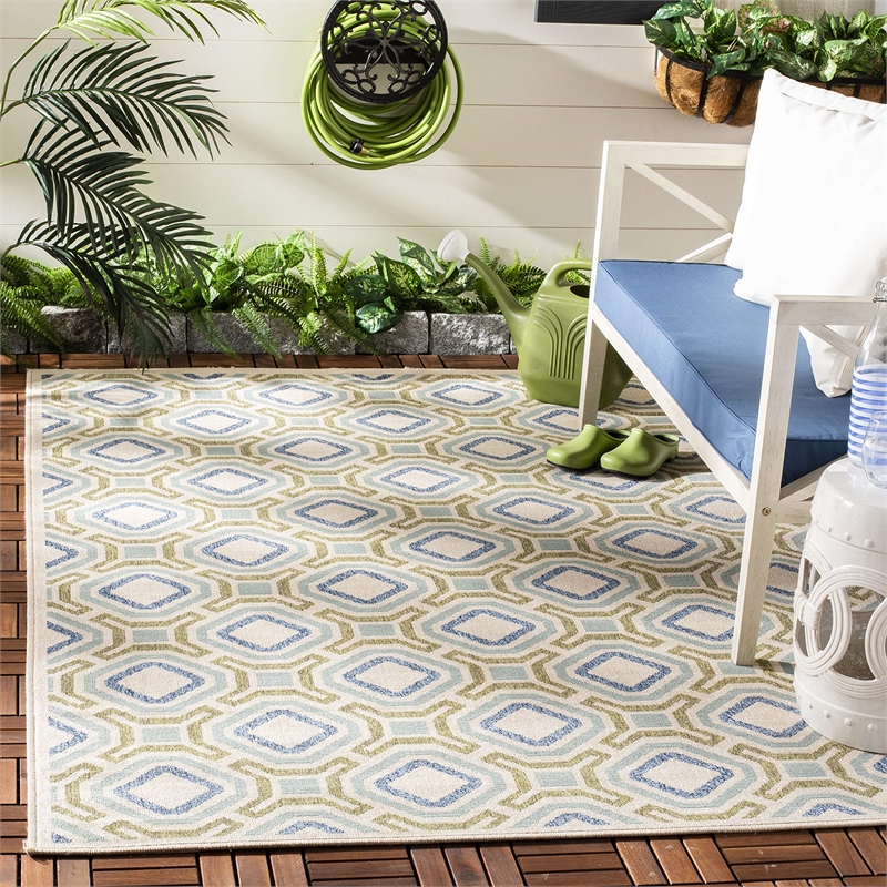 Pemberly Row Polypropylene Cream Indoor Outdoor Rug - 4' x 5'7