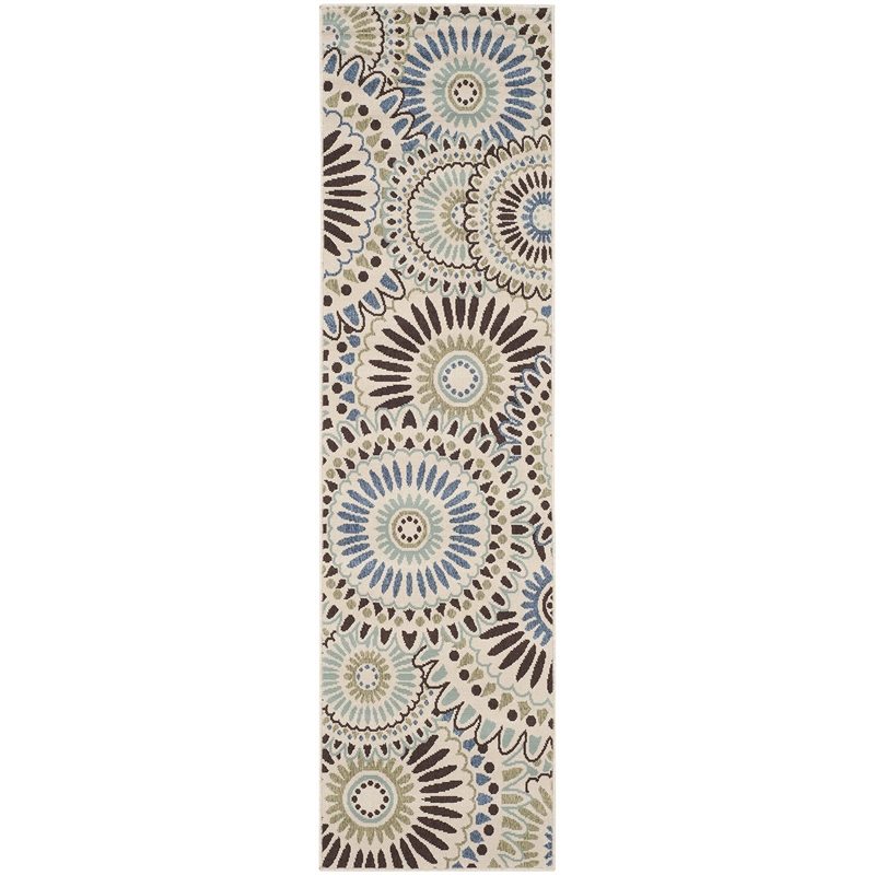 Pemberly Row Polypropylene Cream Indoor Outdoor Rug - Runner 2'3