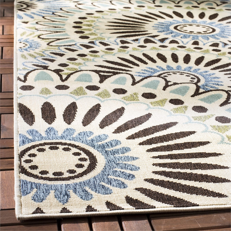 Pemberly Row Polypropylene Cream Indoor Outdoor Rug - Runner 2'3