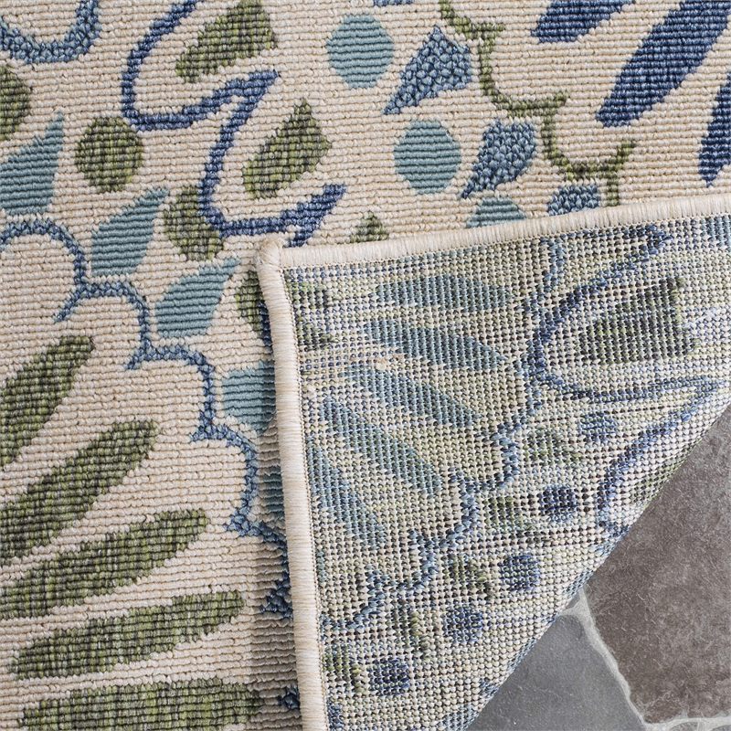 Pemberly Row Polypropylene Cream Indoor Outdoor Rug - Runner 2'3