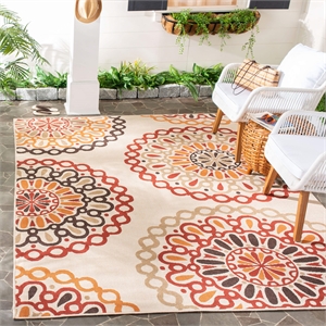 Pemberly Row Polypropylene Creme Indoor Outdoor Rug - 6'7&quot x 9'6&quot