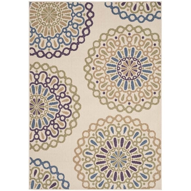 Pemberly Row Polypropylene Cream Indoor Outdoor Rug - 6'7