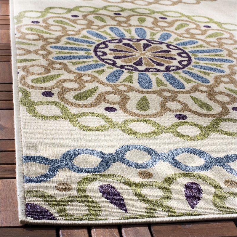 Pemberly Row Polypropylene Cream Indoor Outdoor Rug - 8' x 11'2