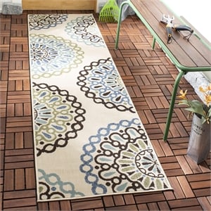 Pemberly Row Polypropylene Cream Indoor Outdoor Rug - Runner 2'3&quot x 8'