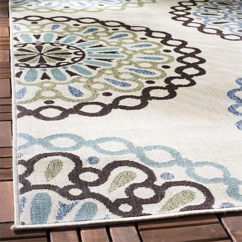 Pemberly Row Polypropylene Cream Indoor Outdoor Rug - Runner 2'3