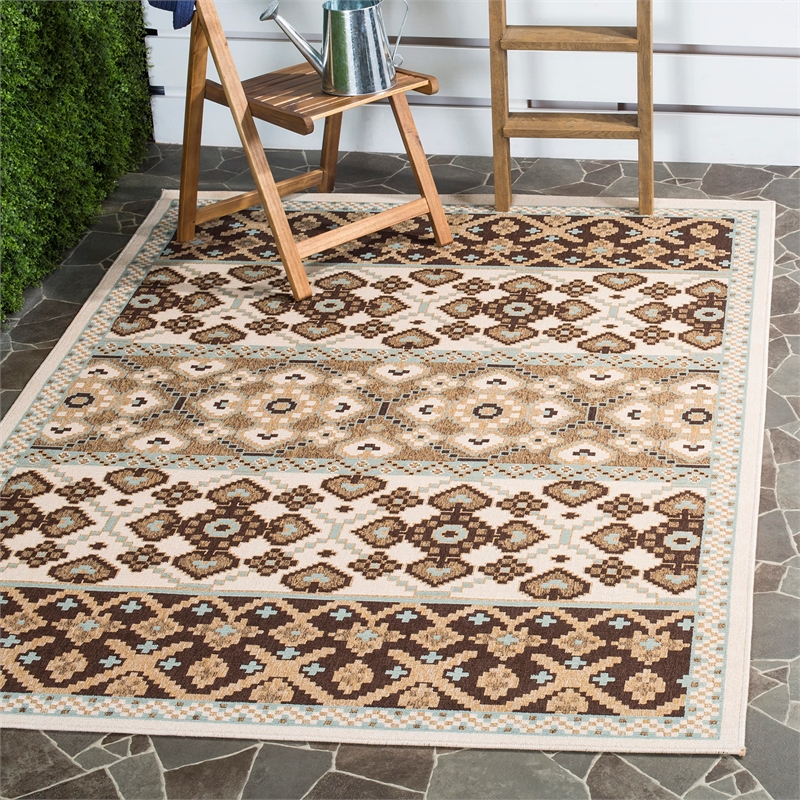 Pemberly Row Polypropylene Cream Indoor Outdoor Rug - 6'7