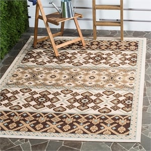 Pemberly Row Polypropylene Cream Indoor Outdoor Rug - 6'7&quot x 9'6&quot