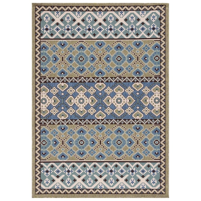 Pemberly Row Polypropylene Red Indoor Outdoor Rug - 4' x 5'7