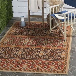 Pemberly Row Polypropylene Red Indoor Outdoor Rug - 6'7&quot x 9'6&quot