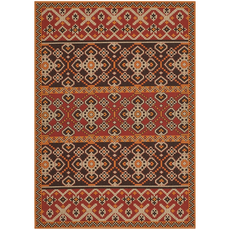 Pemberly Row Polypropylene Red Indoor Outdoor Rug - 6'7