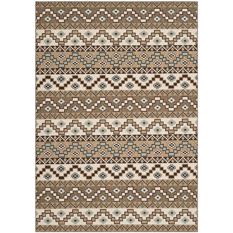 Pemberly Row Polypropylene Creme Indoor Outdoor Rug - 4' x 5'7