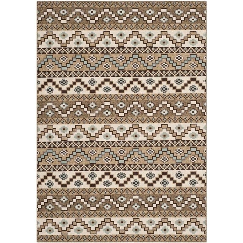 Pemberly Row Polypropylene Creme Indoor Outdoor Rug - 8' x 11'2