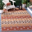Pemberly Row Polypropylene Red Indoor Outdoor Rug - 4' x 5'7