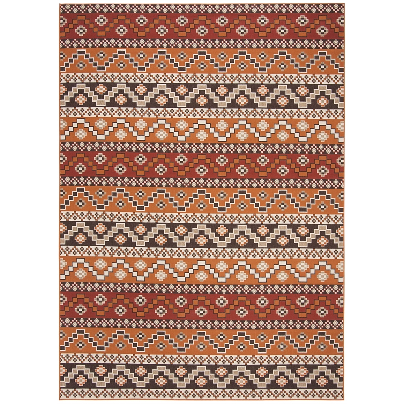 Pemberly Row Polypropylene Red Indoor Outdoor Rug - 8' x 11'2
