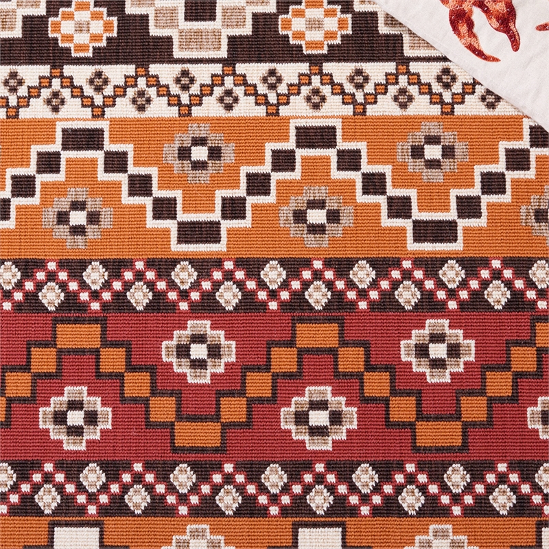 Pemberly Row Polypropylene Red Indoor Outdoor Rug - 8' x 11'2