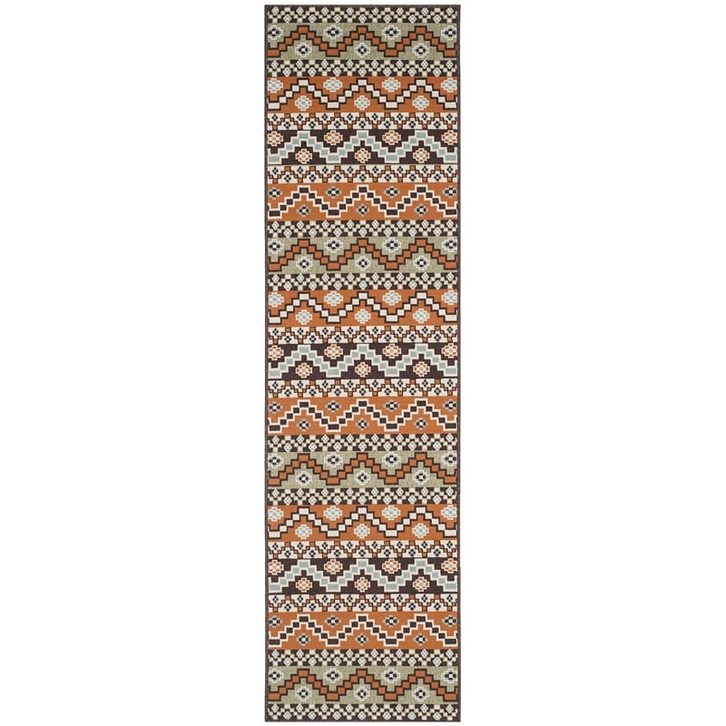 Pemberly Row Polypropylene Terracotta Indoor Outdoor Rug - Runner 2'3
