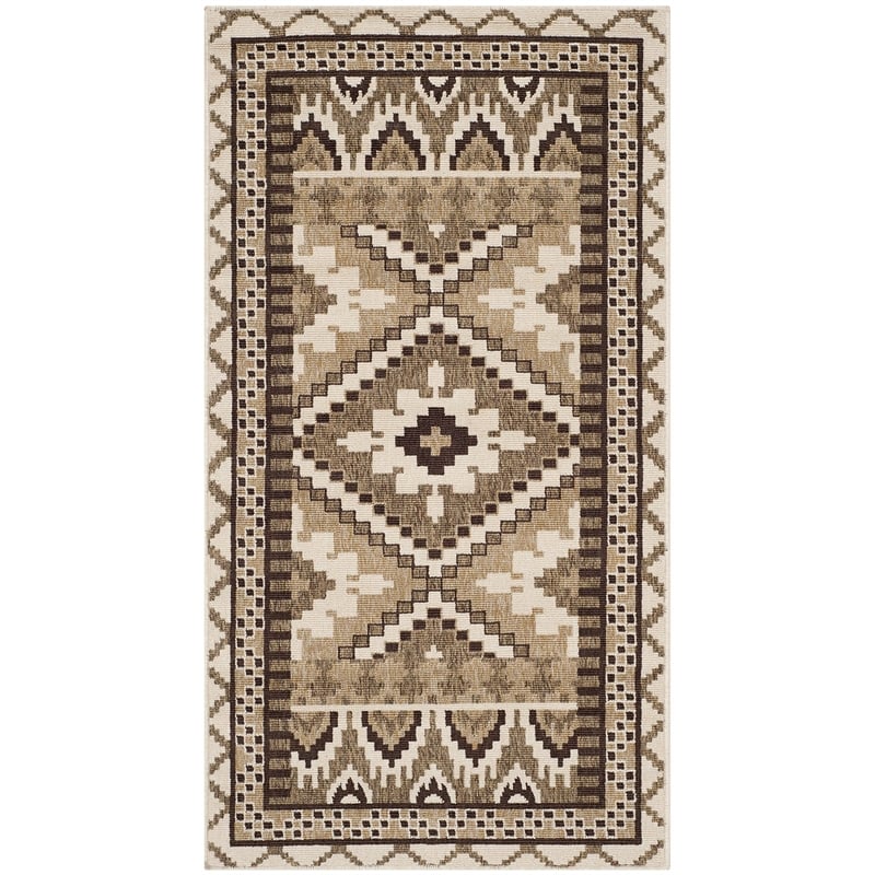 Pemberly Row Polypropylene Creme Indoor Outdoor Rug - 2'7