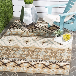 Pemberly Row Polypropylene Creme Indoor Outdoor Rug - 2'7&quot x 5'