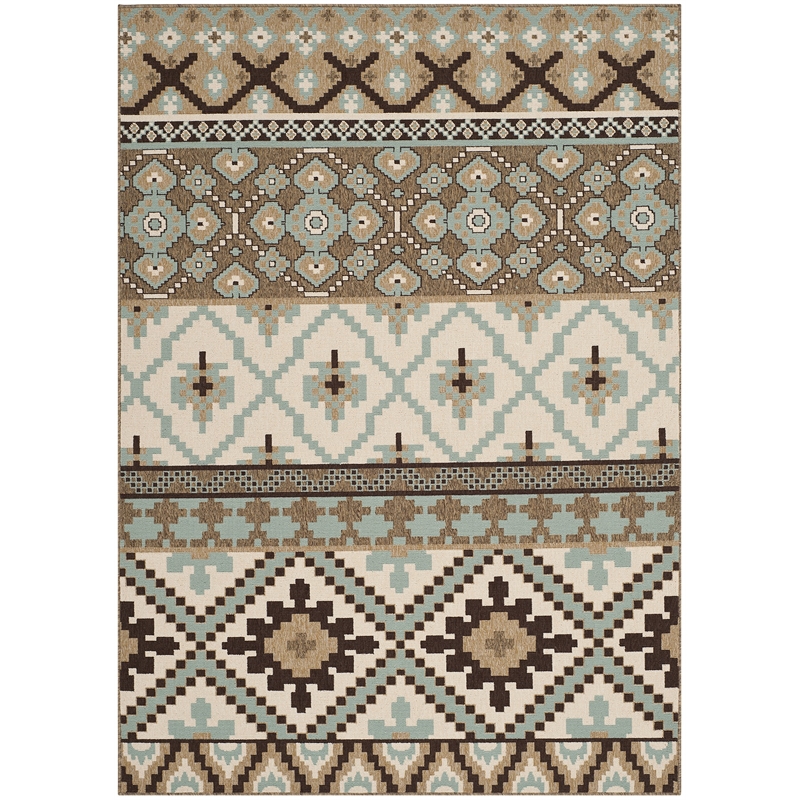 Pemberly Row Polypropylene Creme Indoor Outdoor Rug - 5'3