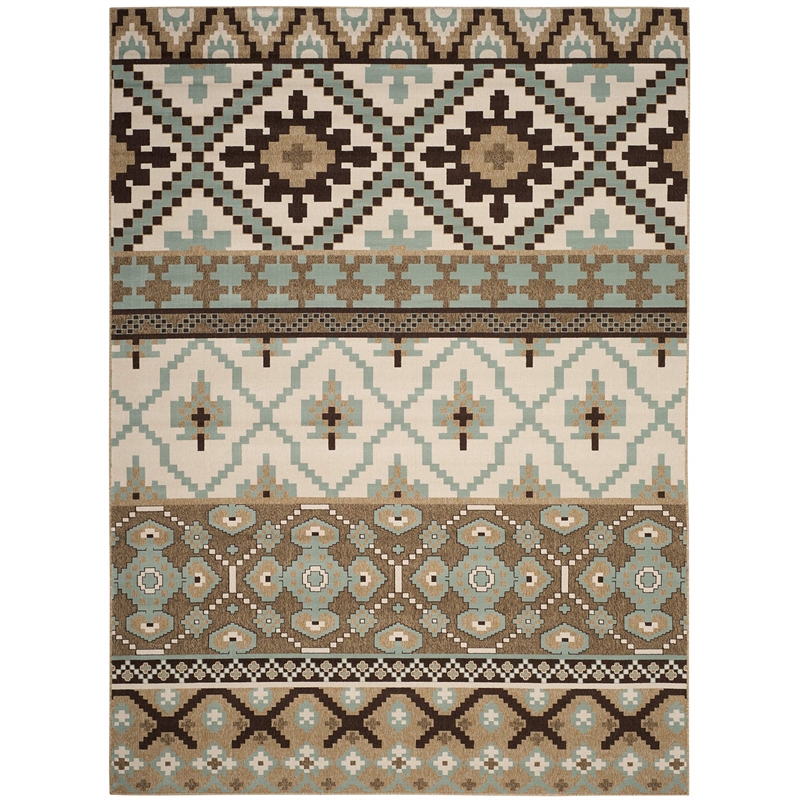 Pemberly Row Polypropylene Creme Indoor Outdoor Rug - 8' x 11'2
