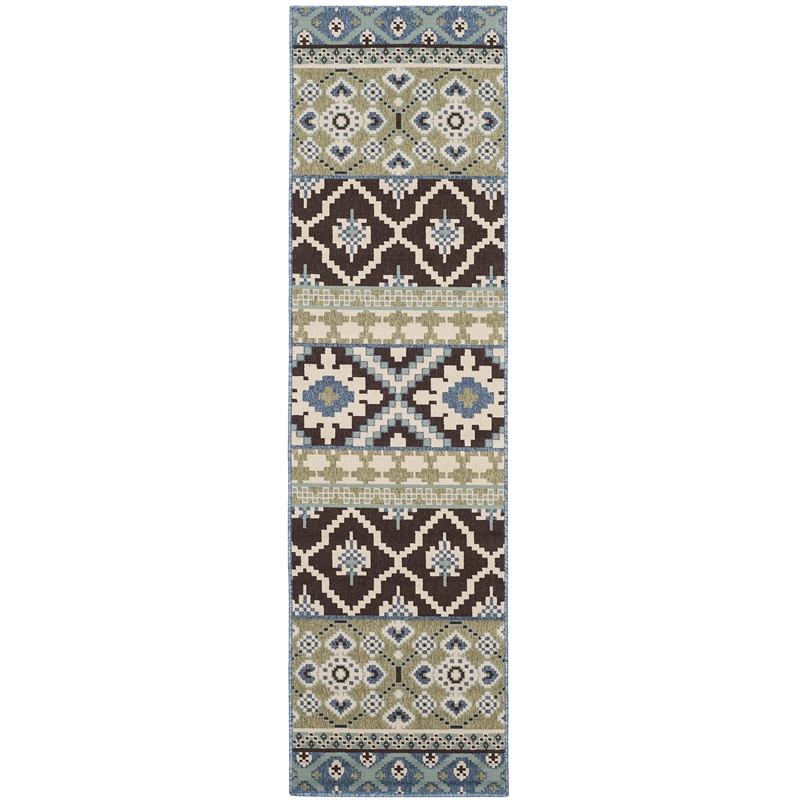Pemberly Row Polypropylene Chocolate Indoor Outdoor Rug - Runner 2'3