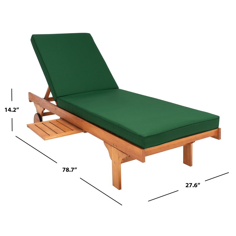 Pemberly Row Mid-Century Wood Lounge Chair in Natural / Green