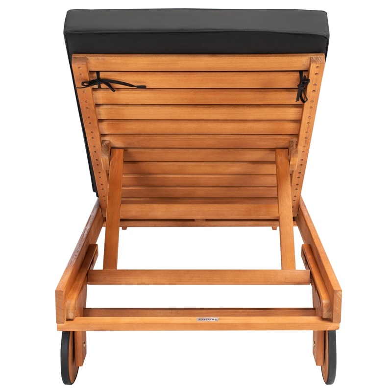 Pemberly Row Mid-Century Wood Lounge Chair in Natural / Black