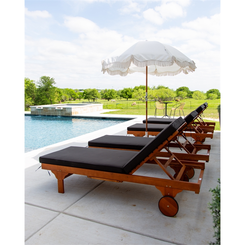 Pemberly Row Mid-Century Wood Lounge Chair in Natural / Black