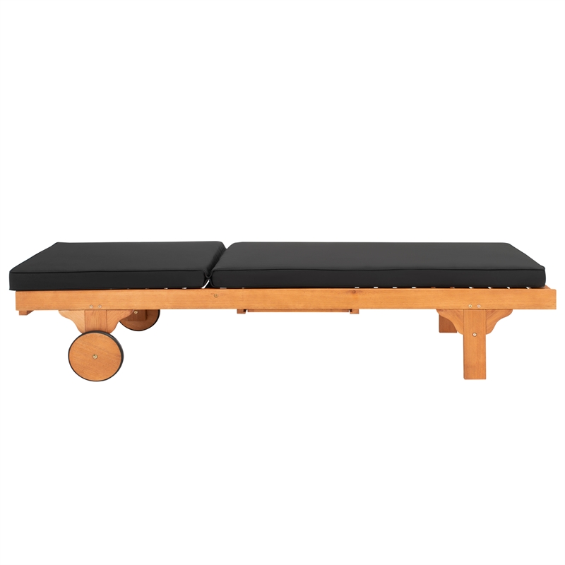 Pemberly Row Mid-Century Wood Lounge Chair in Natural / Black