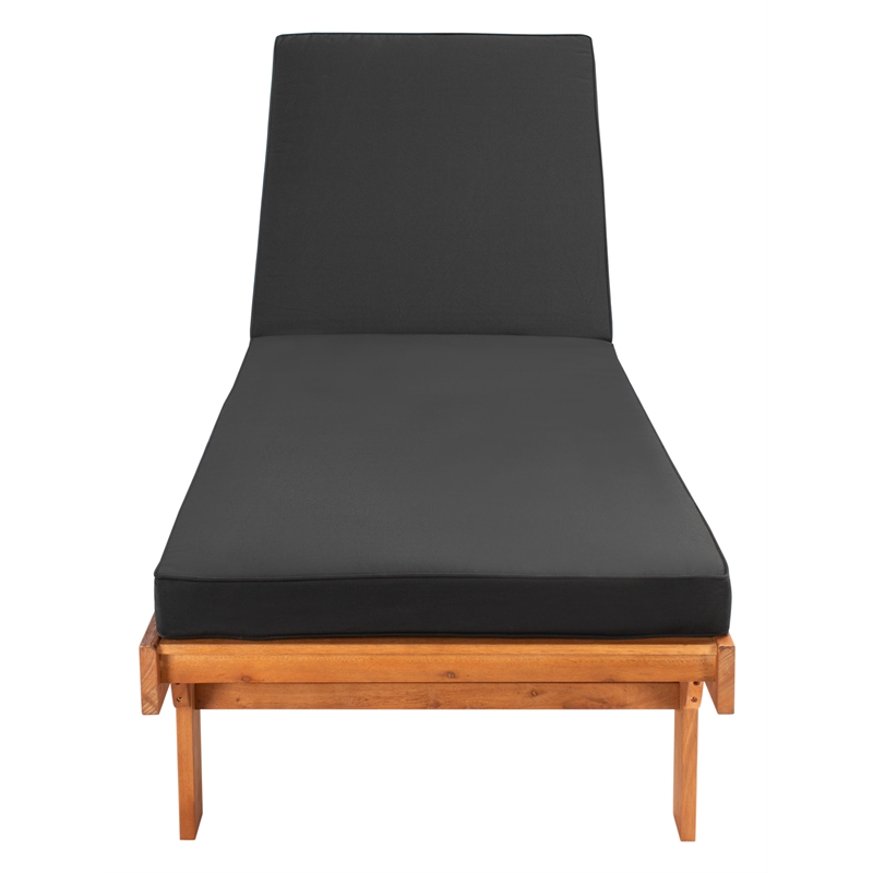 Pemberly Row Mid-Century Wood Lounge Chair in Natural / Black