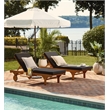 Pemberly Row Mid-Century Wood Lounge Chair in Natural / Black