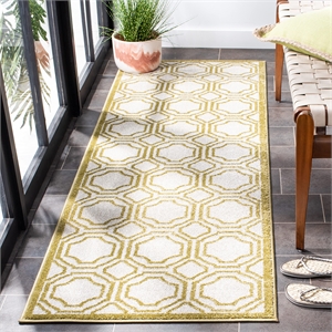 Pemberly Row Polypropylene Ivory Indoor Outdoor Rug - 2'3&quot x 7'