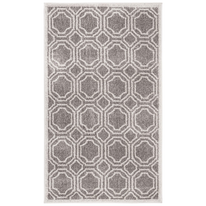Pemberly Row Polypropylene Grey Indoor Outdoor Rug - 3' x 5'