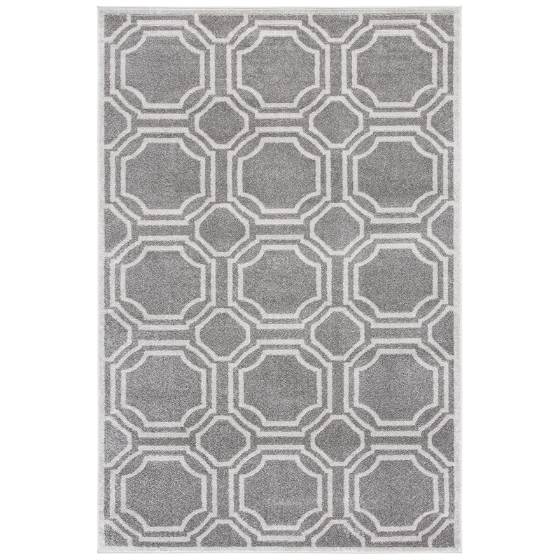 Pemberly Row Polypropylene Grey Indoor Outdoor Rug - 6' x 9'