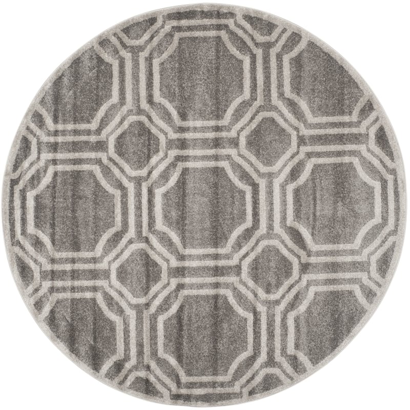 Pemberly Row Polypropylene Grey Indoor Outdoor Rug - Round 5'