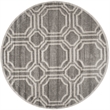 Pemberly Row Polypropylene Grey Indoor Outdoor Rug - Round 5'