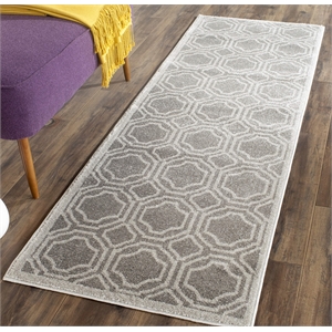 Pemberly Row Polypropylene Grey Indoor Outdoor Rug - Runner 2'3&quot x 11'