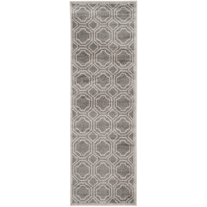 Pemberly Row Polypropylene Grey Indoor Outdoor Rug - Runner 2'3