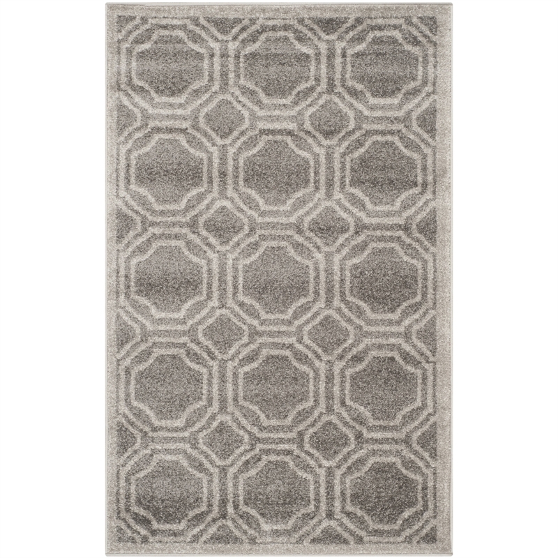 Pemberly Row Polypropylene Grey Indoor Outdoor Rug - Runner 2'6