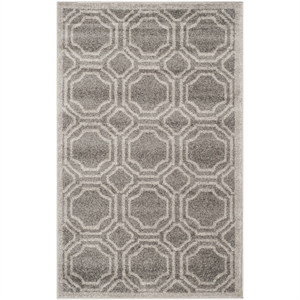 Pemberly Row Polypropylene Grey Indoor Outdoor Rug - Runner 2'6&quot x 4'