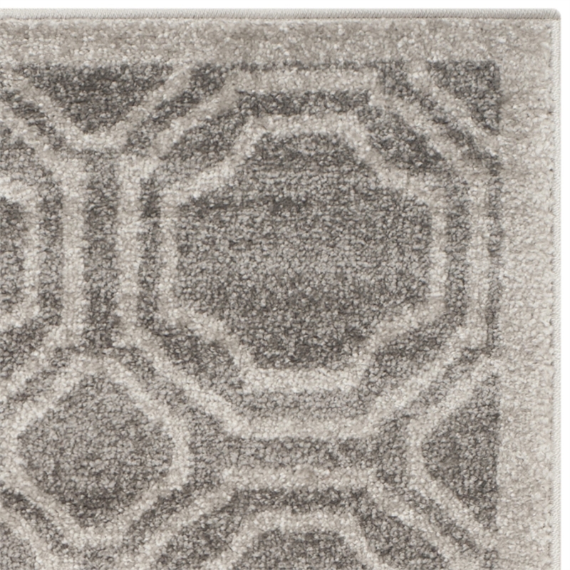 Pemberly Row Polypropylene Grey Indoor Outdoor Rug - Runner 2'6